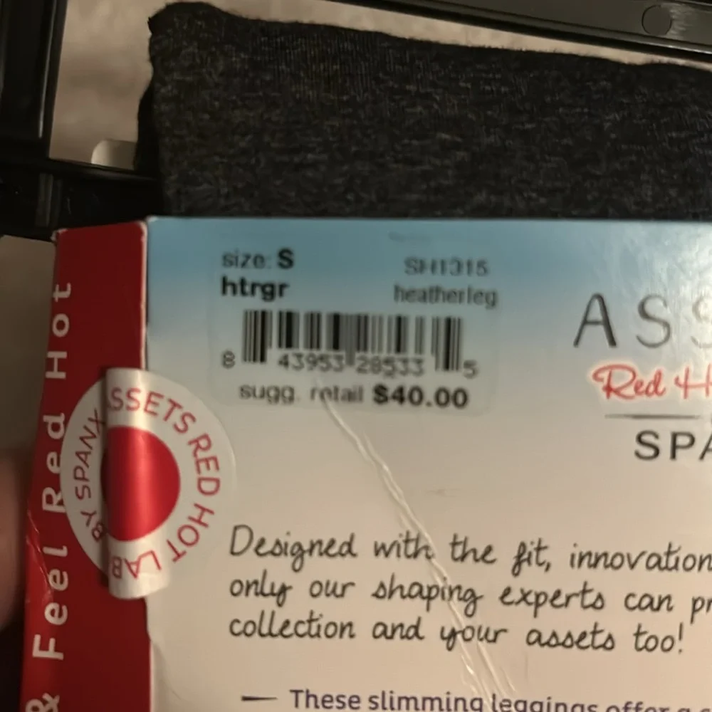 Spanx - Assets - Red hot‎ label heather ,  grey shaping leggings. Size small.